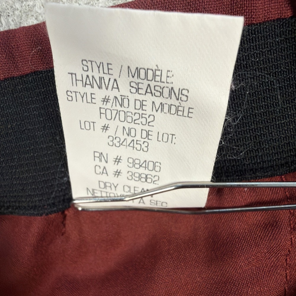 Theory Wool Pants Women's Size 12 Burgundy Red Zip Ankle Pockets - Picture 10 of 11